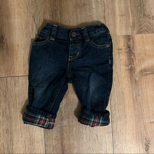 Gap flannel lined jeans 12 months - Christmas plaid